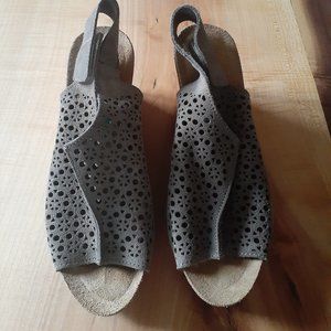 Gray suede wedge sandals size 8
